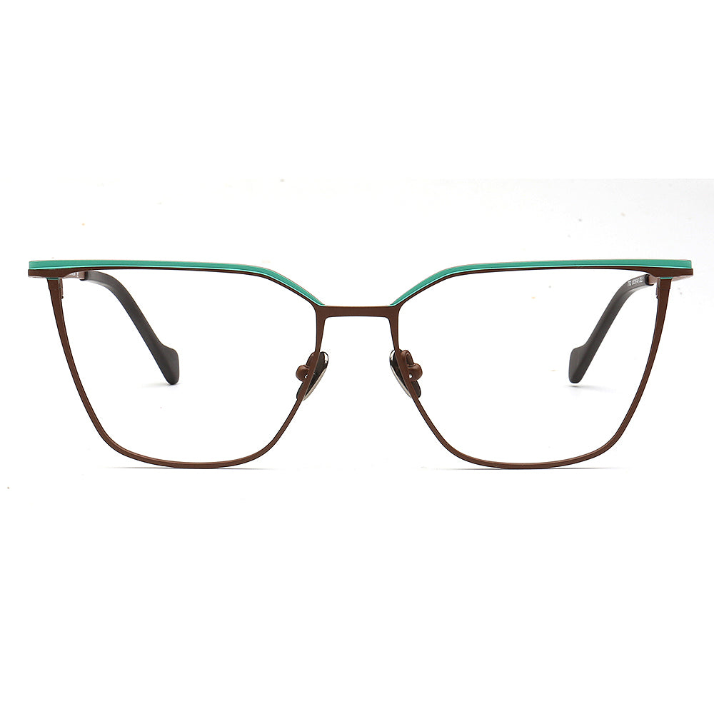 Zoey | Modern Titanium Cat Eye Glasses Frames For Women | Two Toned Female Oversize Eyewear