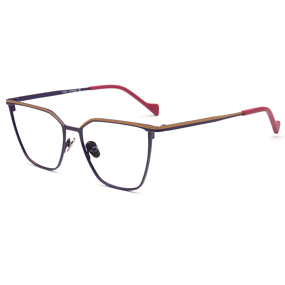 Zoey | Modern Titanium Cat Eye Glasses Frames For Women | Two Toned Female Oversize Eyewear