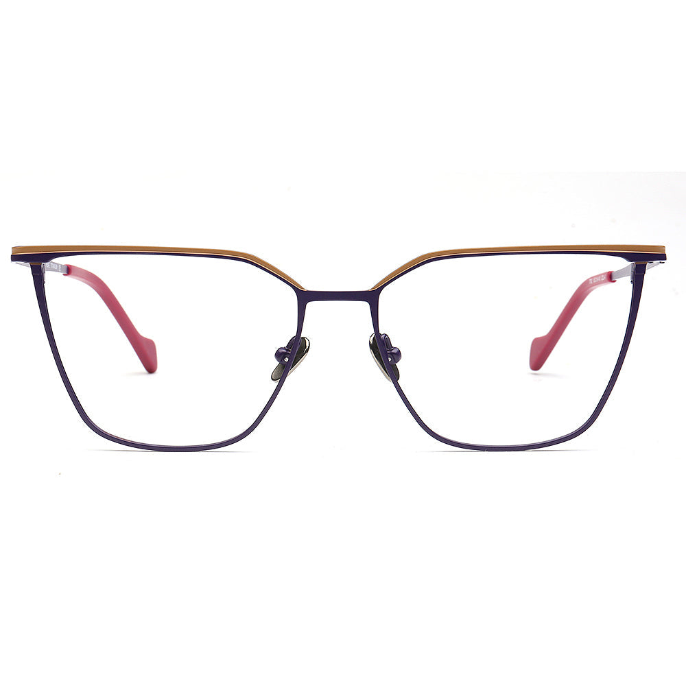 Zoey | Modern Titanium Cat Eye Glasses Frames For Women | Two Toned Female Oversize Eyewear