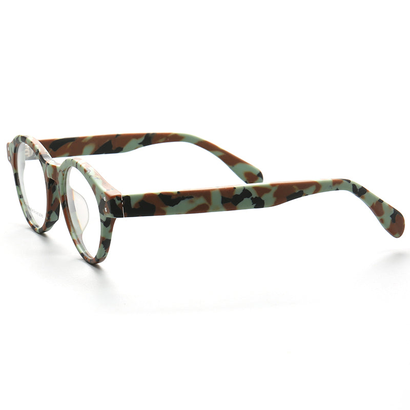 Benedict | Fashionable Camo Eyeglasses Frames For Men | Modern Women Round Spectacles Camouflage