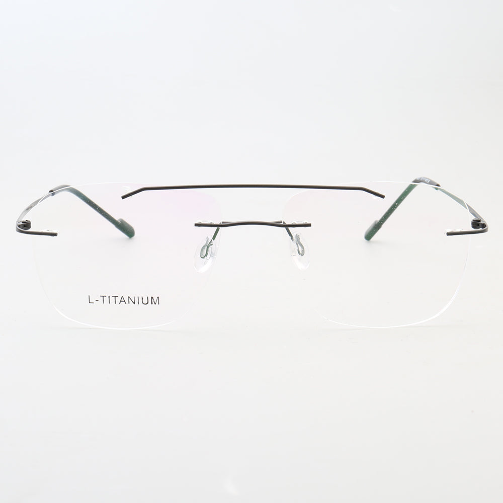 Armand | Rimless Double Bridge Metal Eyeglasses | Retro Flat Top Unisex Glasses