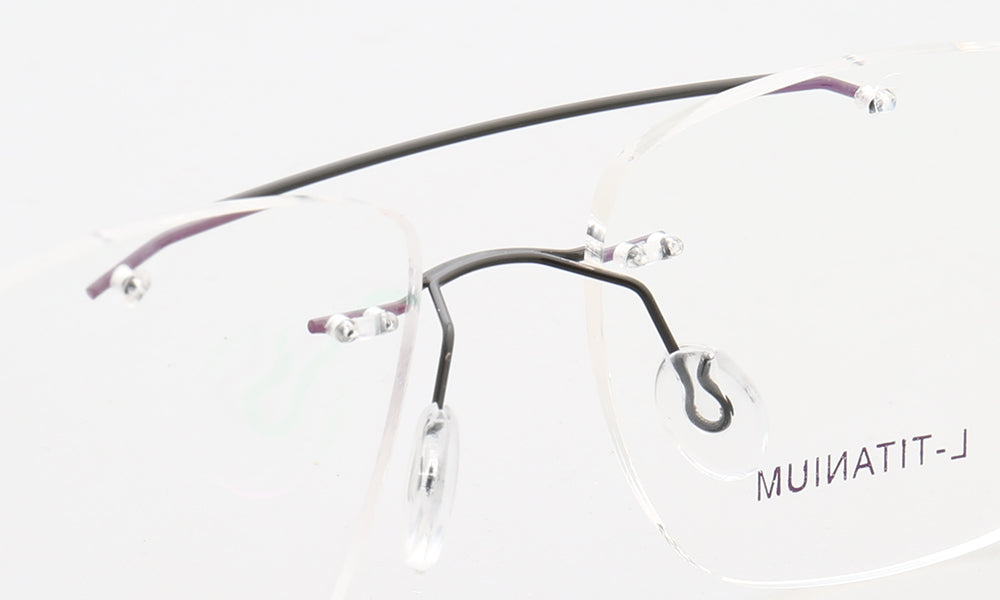 Armand | Rimless Double Bridge Metal Eyeglasses | Retro Flat Top Unisex Glasses