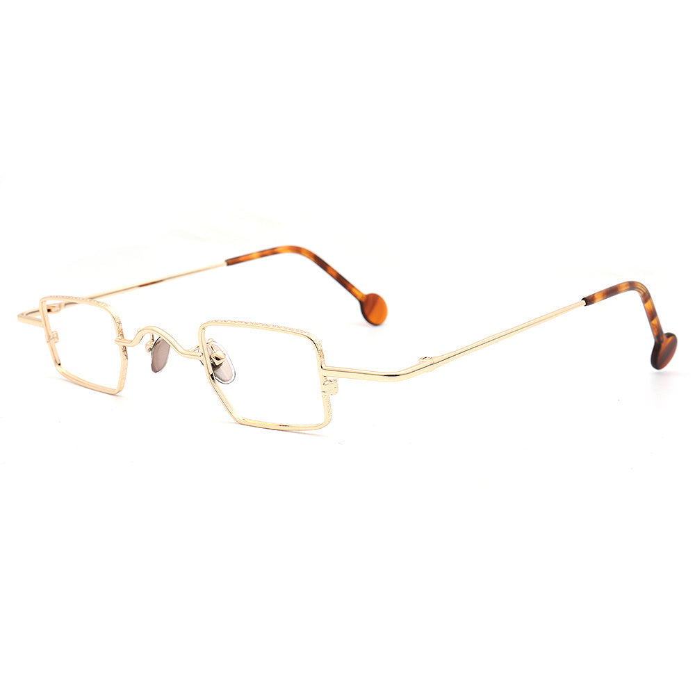 Wynn | Mens Retro Metal Rectangle Eyeglasses | Chic Square Vintage Nerd Glasses Frames for Women
