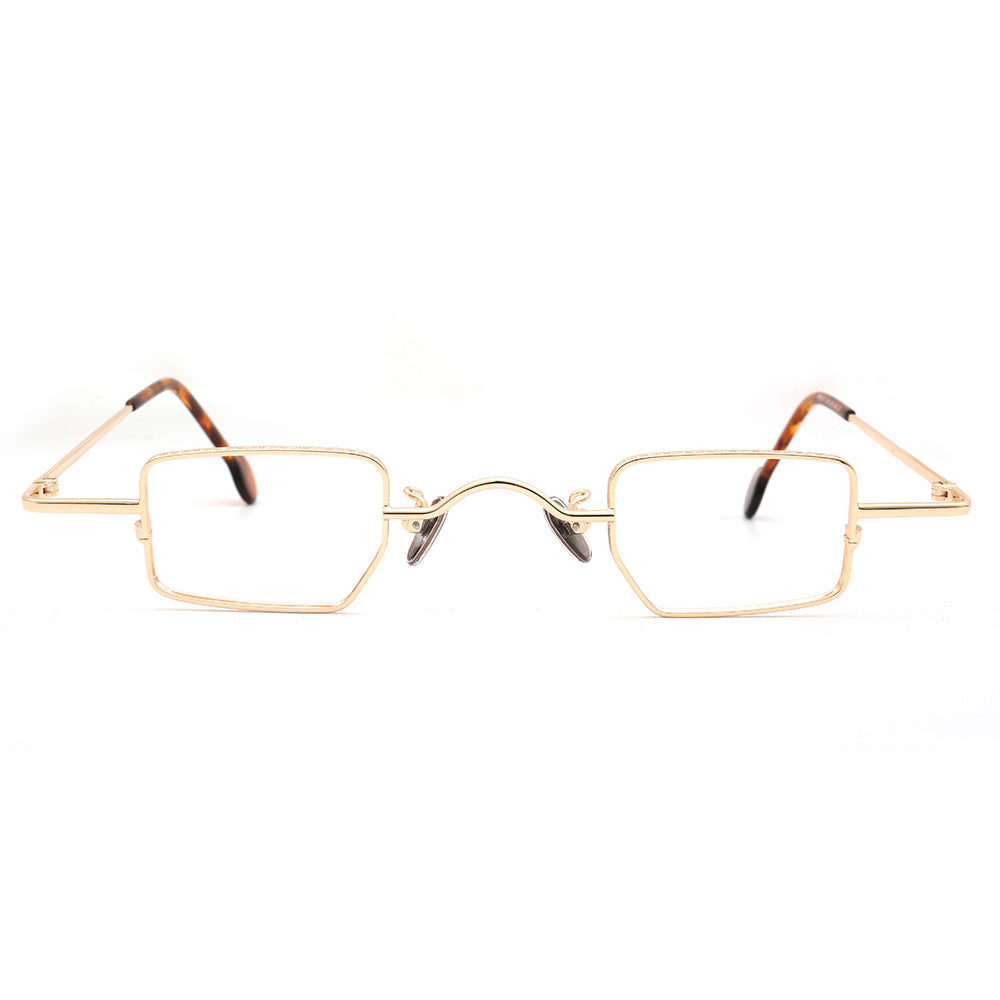 Wynn | Mens Retro Metal Rectangle Eyeglasses | Chic Square Vintage Nerd Glasses Frames for Women