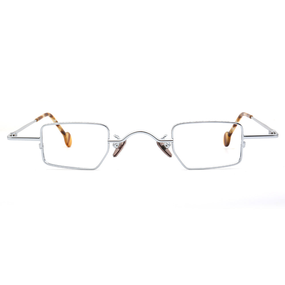 Wynn | Mens Retro Metal Rectangle Eyeglasses | Chic Square Vintage Nerd Glasses Frames for Women