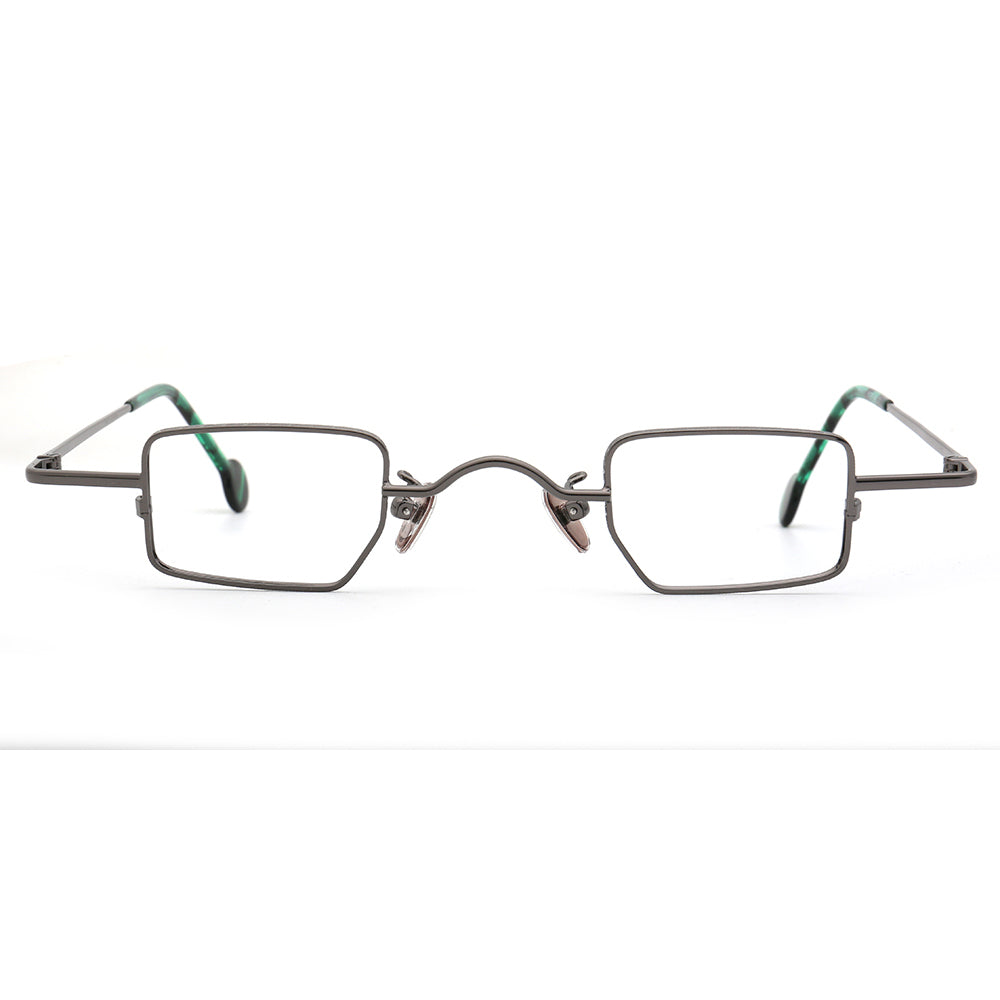 Wynn | Mens Retro Metal Rectangle Eyeglasses | Chic Square Vintage Nerd Glasses Frames for Women