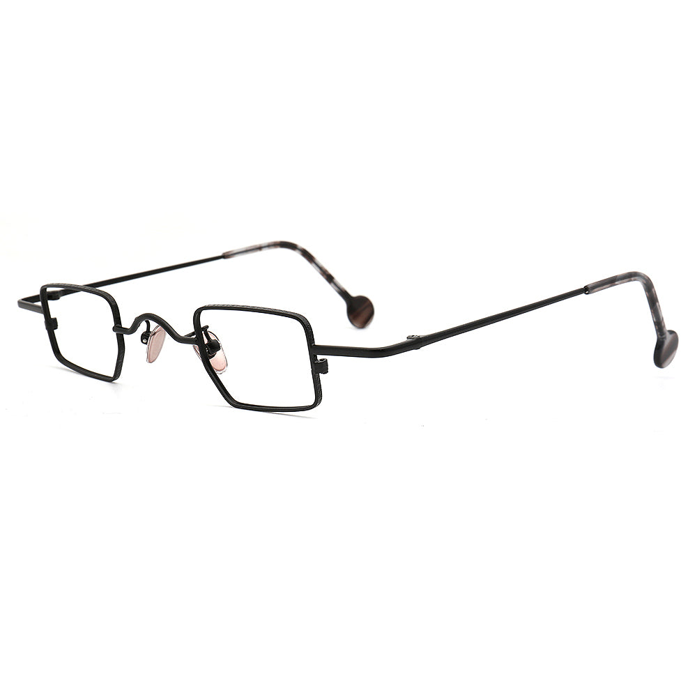 Wynn | Mens Retro Metal Rectangle Eyeglasses | Chic Square Vintage Nerd Glasses Frames for Women