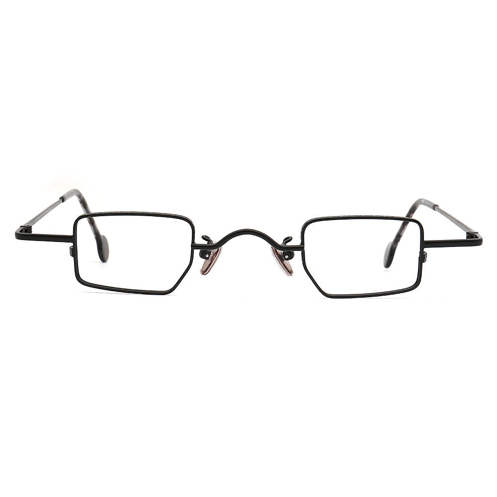 Wynn | Mens Retro Metal Rectangle Eyeglasses | Chic Square Vintage Nerd Glasses Frames for Women