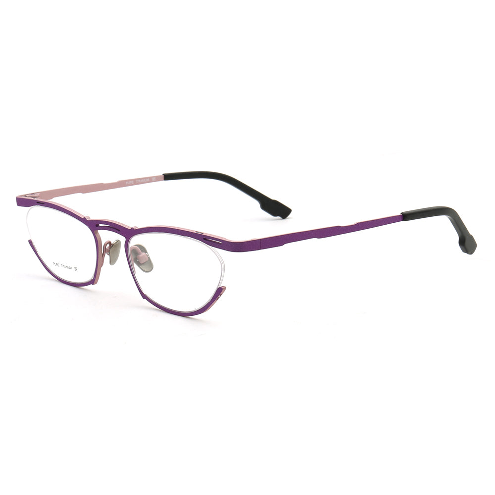 Bernadette | Semi Rimless Cat Eye Glasses For Women | Lightweight Pure Titanium Frames