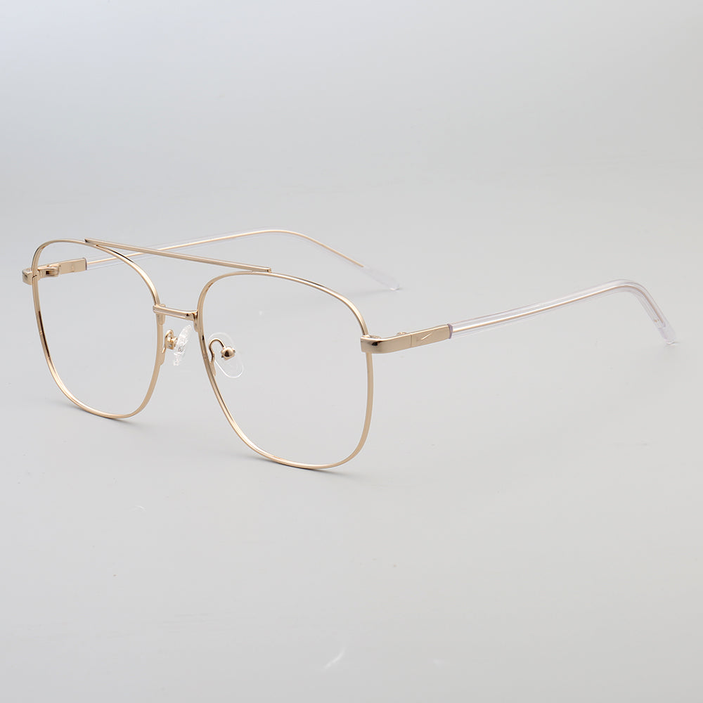 Travis | 80s Mens Double Bridge Metal Square Eyeglass Frames