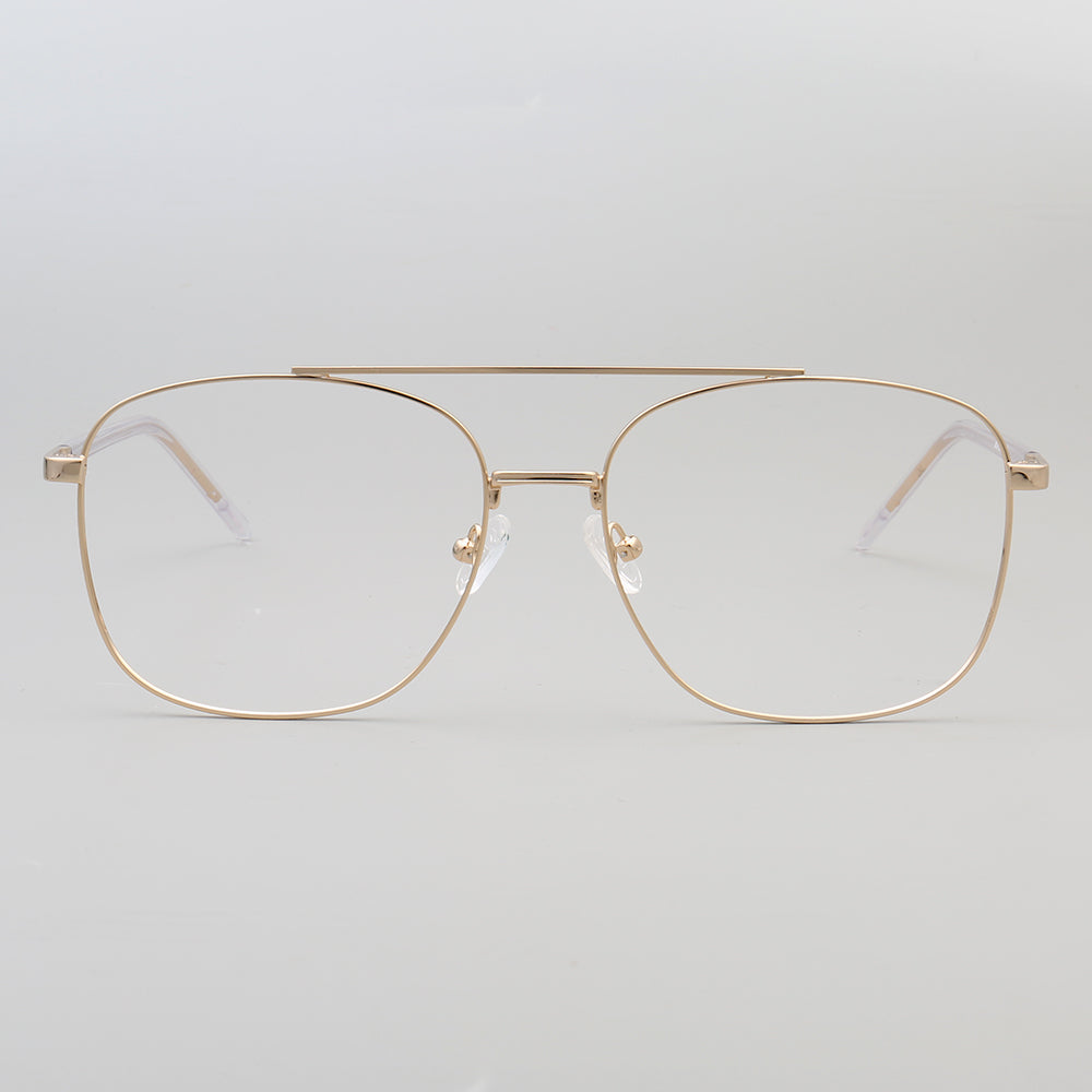 Travis | 80s Mens Double Bridge Metal Square Eyeglass Frames