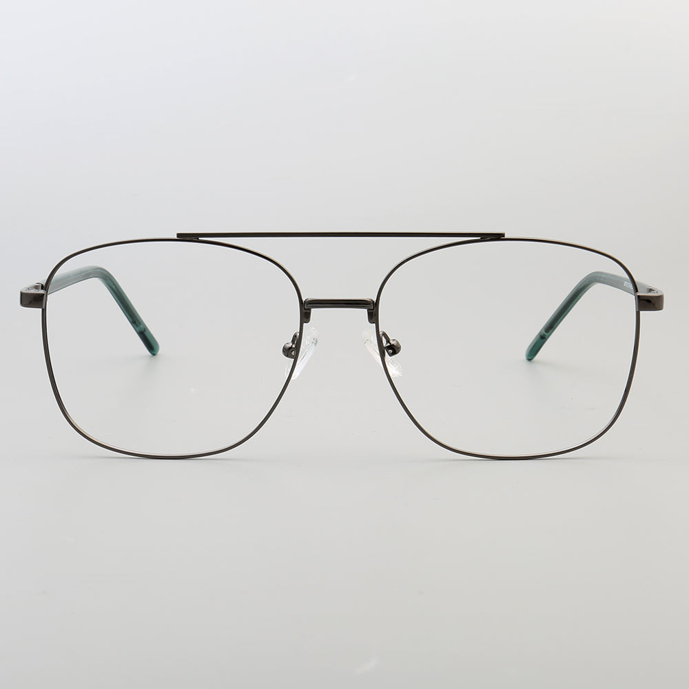 Travis | 80s Mens Double Bridge Metal Square Eyeglass Frames