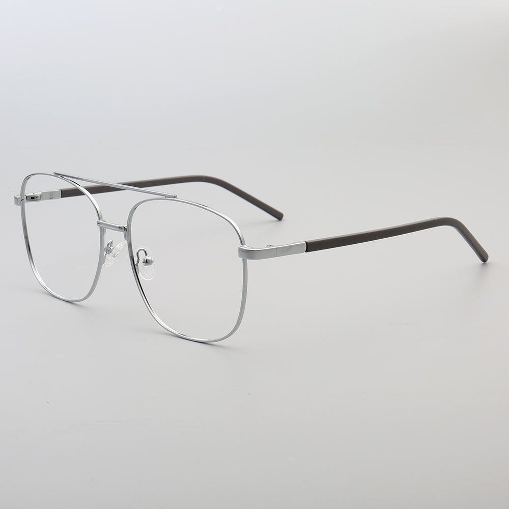 Travis | 80s Mens Double Bridge Metal Square Eyeglass Frames