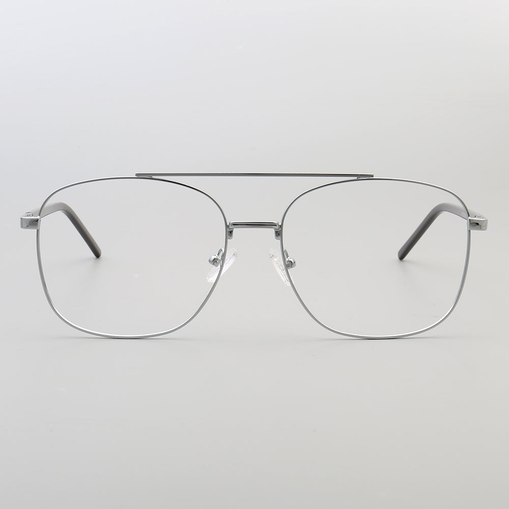 Travis | 80s Mens Double Bridge Metal Square Eyeglass Frames