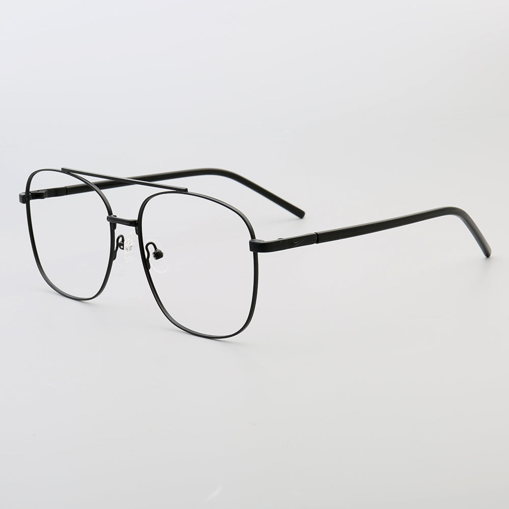 Travis | 80s Mens Double Bridge Metal Square Eyeglass Frames
