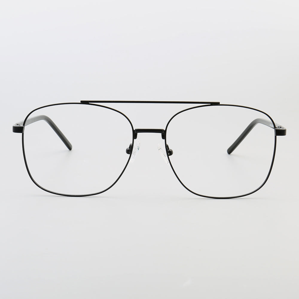 Travis | 80s Mens Double Bridge Metal Square Eyeglass Frames