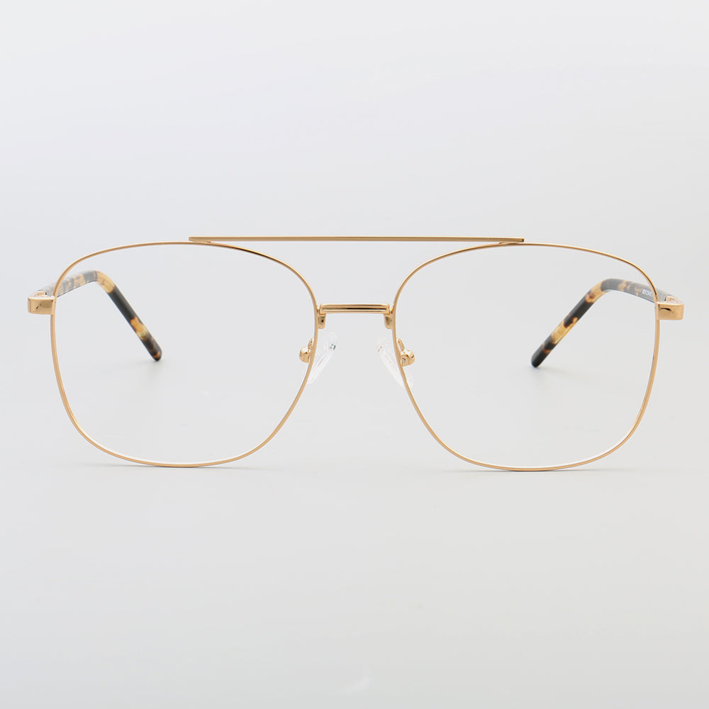 Travis | 80s Mens Double Bridge Metal Square Eyeglass Frames