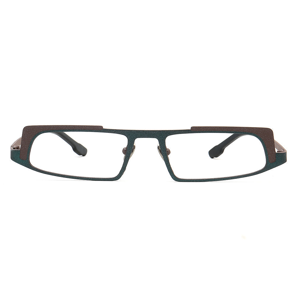 Vernon | Sleek Rectangular Titanium Eyeglass Frames | Modern Two Toned Full Rim Glasses