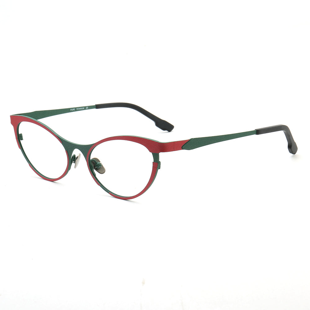 Tabatha | Sleek Pure Titanium Cat Eye Glasses For Women | Colorful Two Toned Eyeglasses