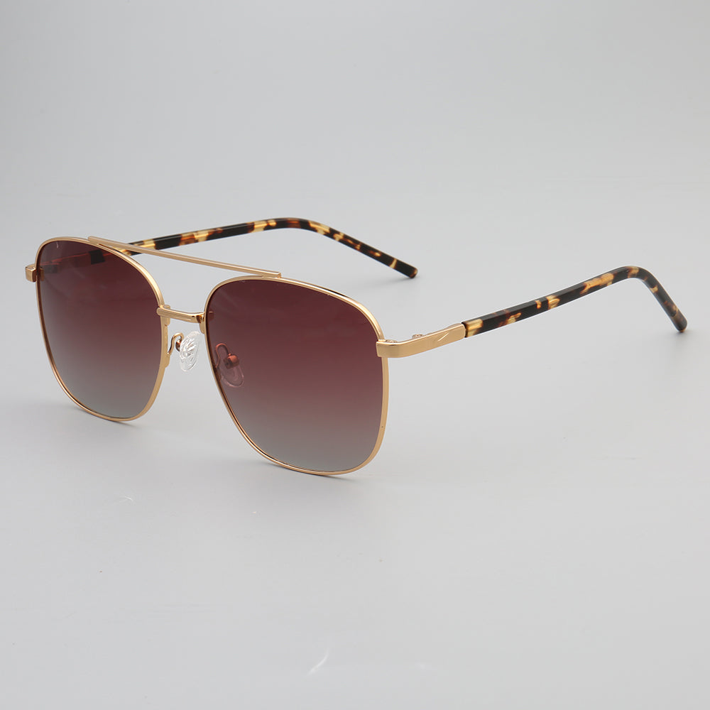 Travis | Polarized Sunglasses w/ Classic Square Design | Thin Lightweight Metal Frame