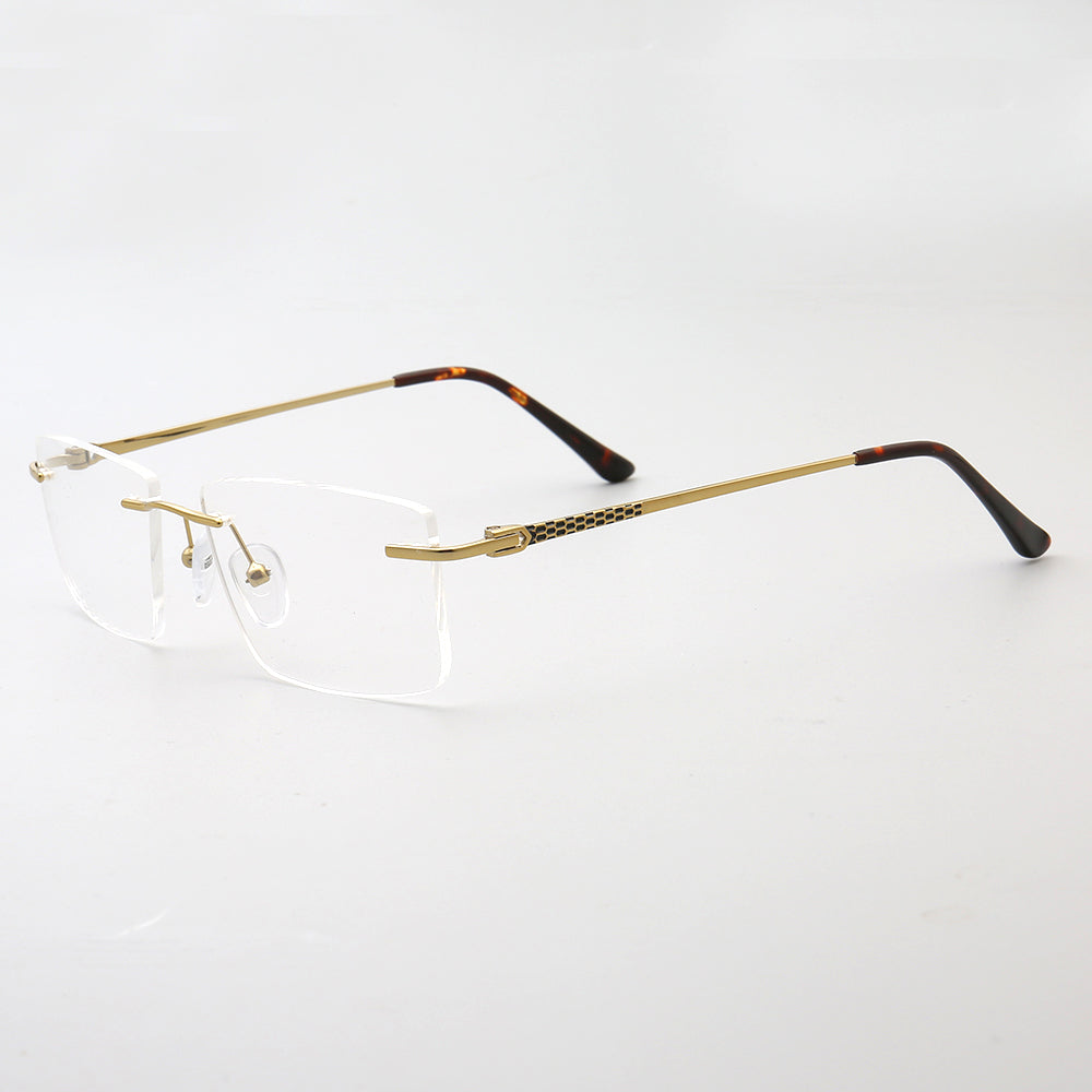 Foster | Square Rimless Metal Eyeglass Frames | Modern Rectangular Business Glasses