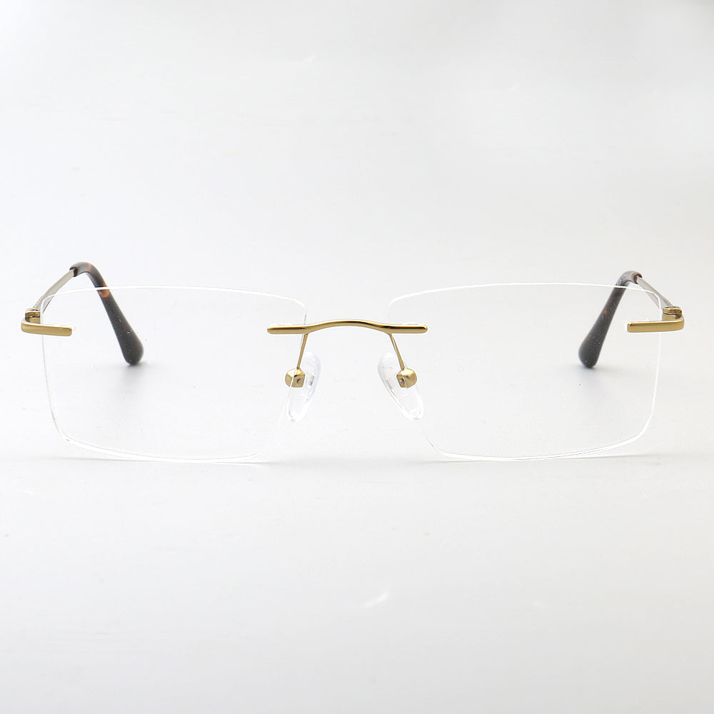 Foster | Square Rimless Metal Eyeglass Frames | Modern Rectangular Business Glasses