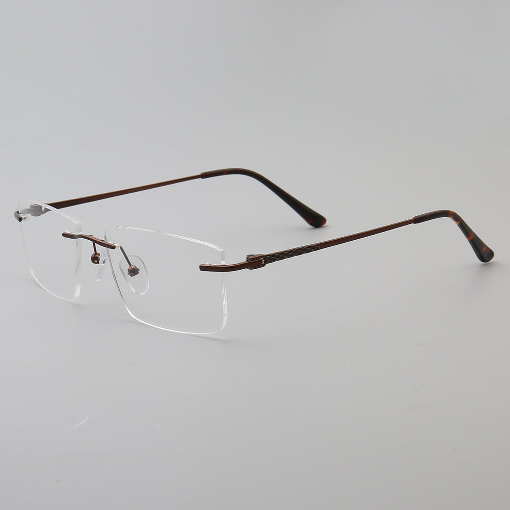 Foster | Square Rimless Metal Eyeglass Frames | Modern Rectangular Business Glasses