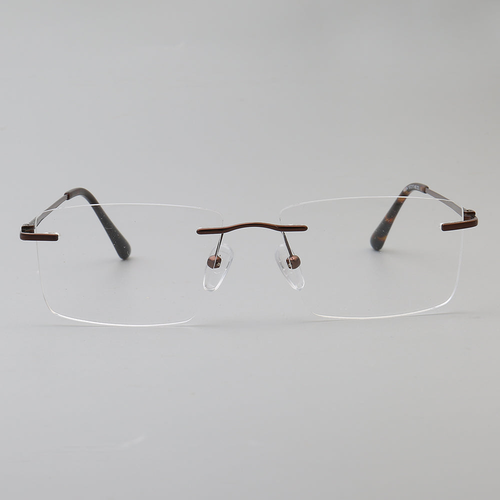 Foster | Square Rimless Metal Eyeglass Frames | Modern Rectangular Business Glasses