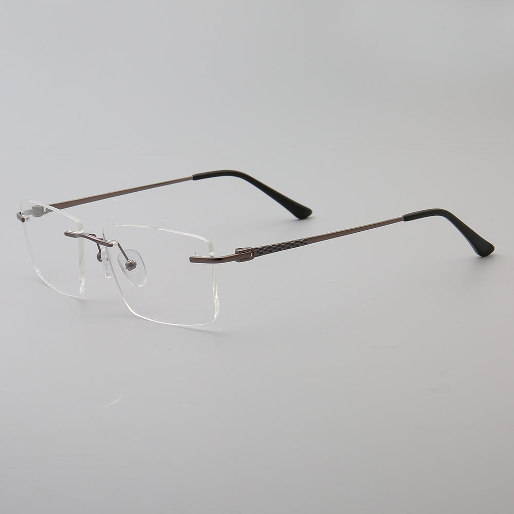 Foster | Square Rimless Metal Eyeglass Frames | Modern Rectangular Business Glasses