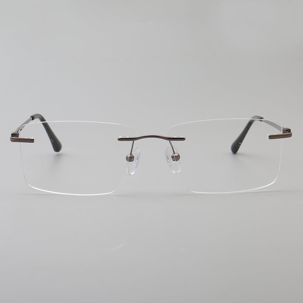 Foster | Square Rimless Metal Eyeglass Frames | Modern Rectangular Business Glasses
