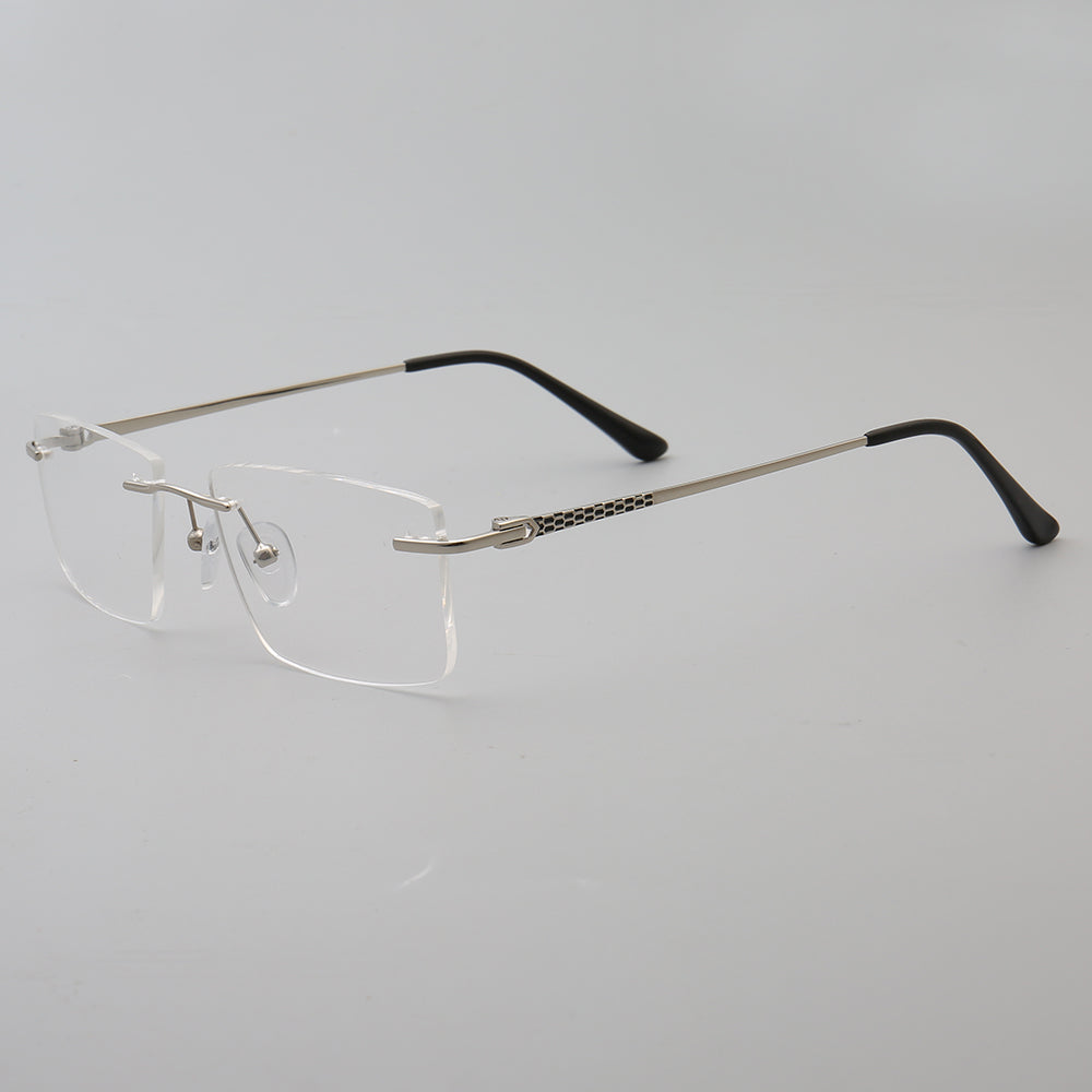 Foster | Square Rimless Metal Eyeglass Frames | Modern Rectangular Business Glasses