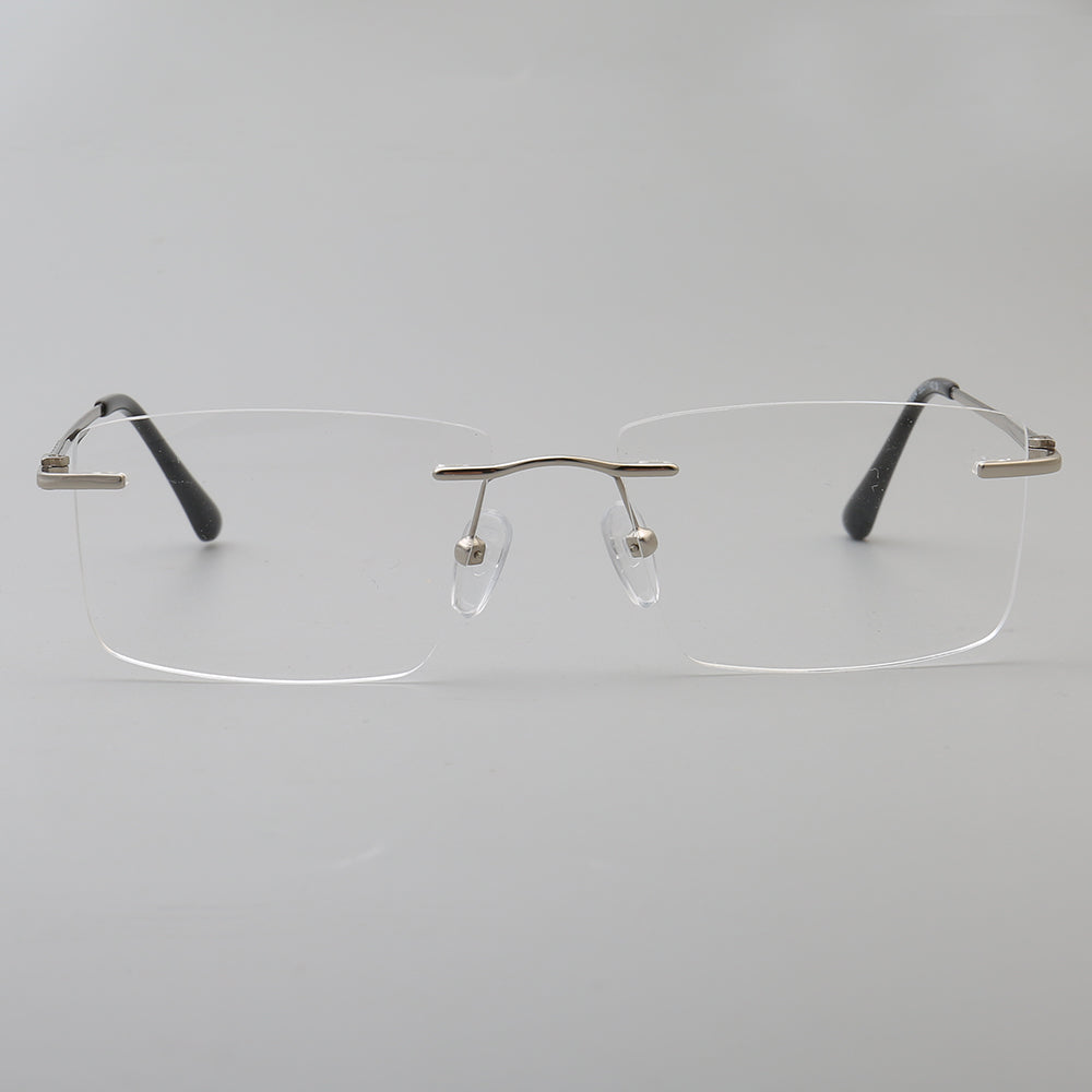Foster | Square Rimless Metal Eyeglass Frames | Modern Rectangular Business Glasses