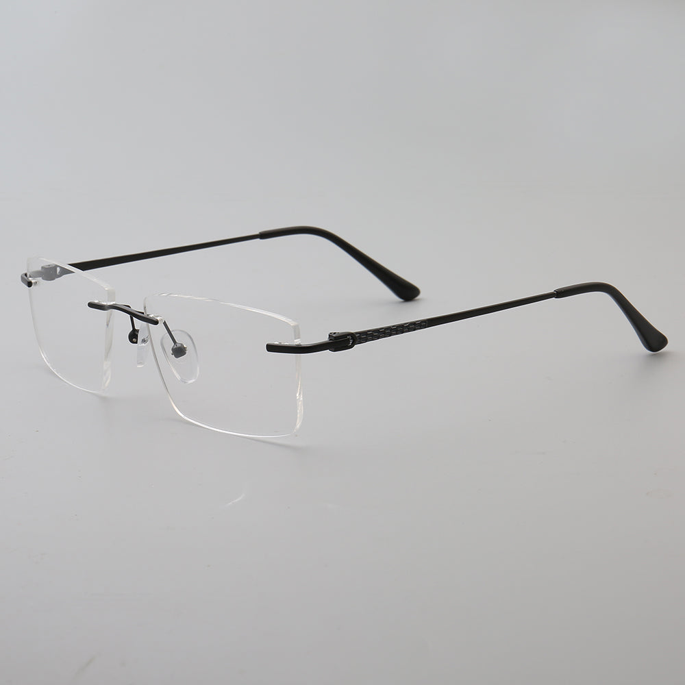 Foster | Square Rimless Metal Eyeglass Frames | Modern Rectangular Business Glasses