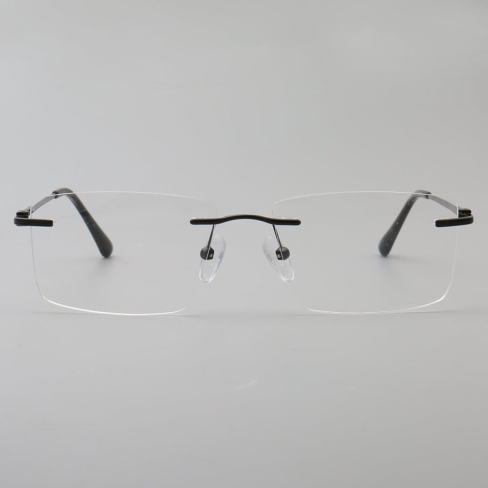Foster | Square Rimless Metal Eyeglass Frames | Modern Rectangular Business Glasses