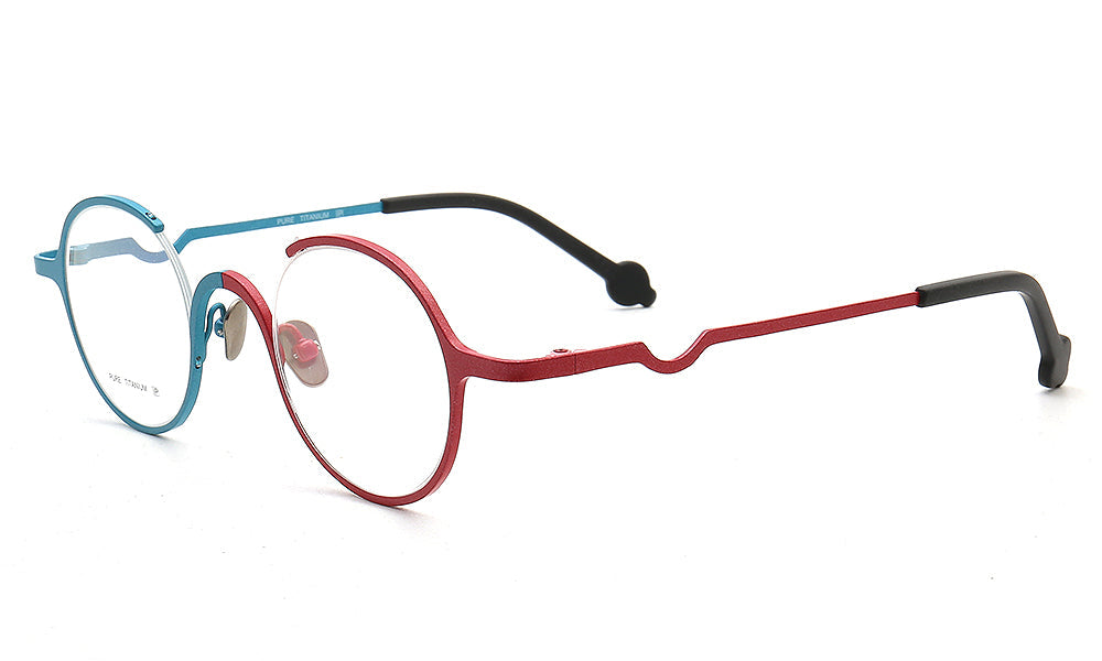 Heather | Round Women Eyeglasses Frames Titanium | Trendy Mens Half Rim Glasses Frames