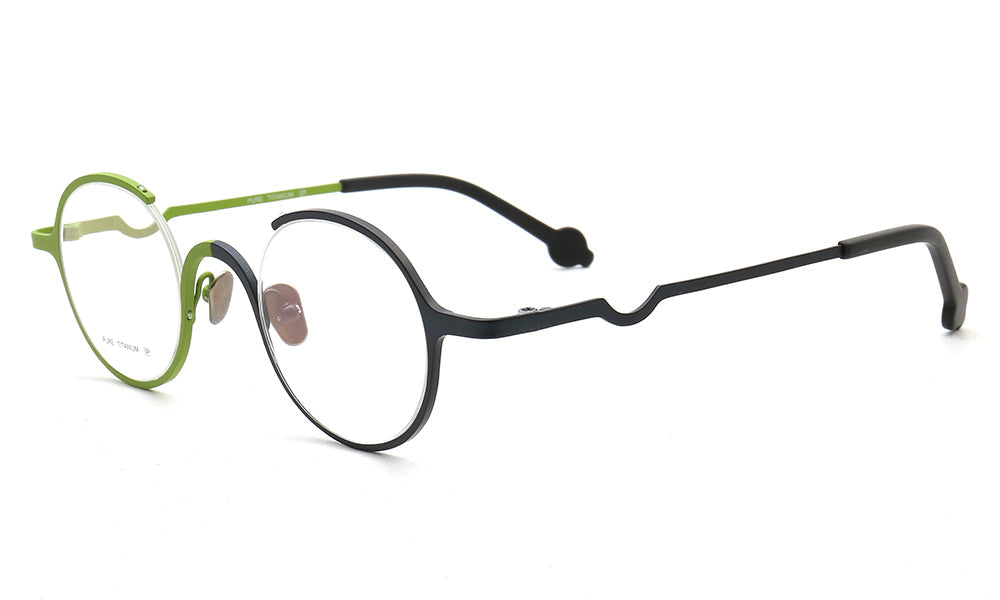 Heather | Round Women Eyeglasses Frames Titanium | Trendy Mens Half Rim Glasses Frames