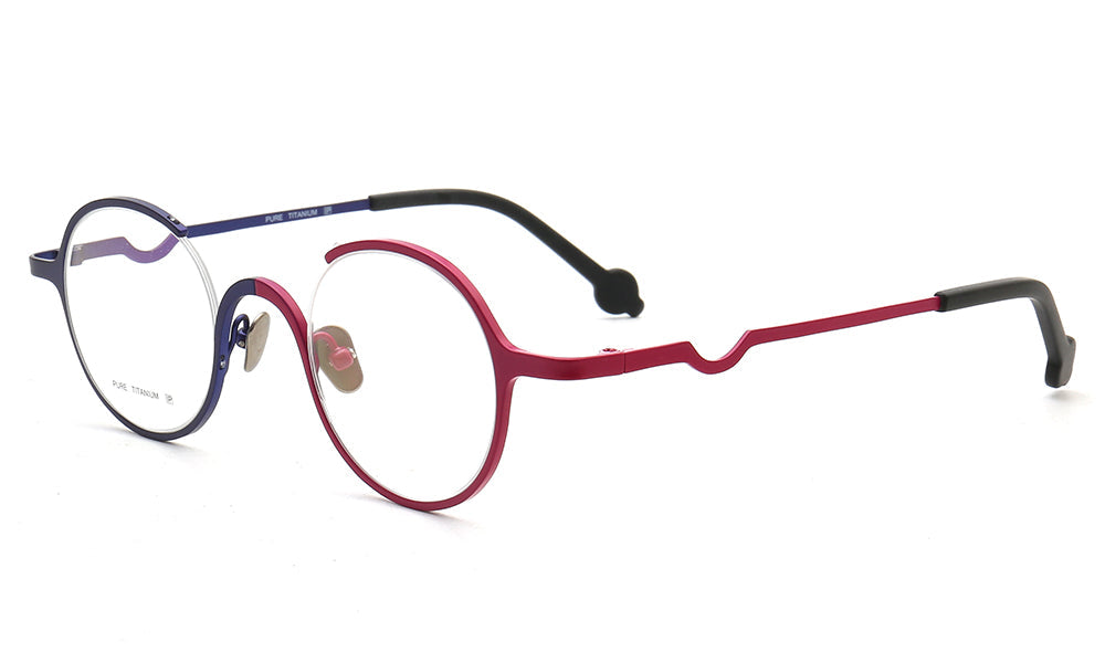 Heather | Round Women Eyeglasses Frames Titanium | Trendy Mens Half Rim Glasses Frames