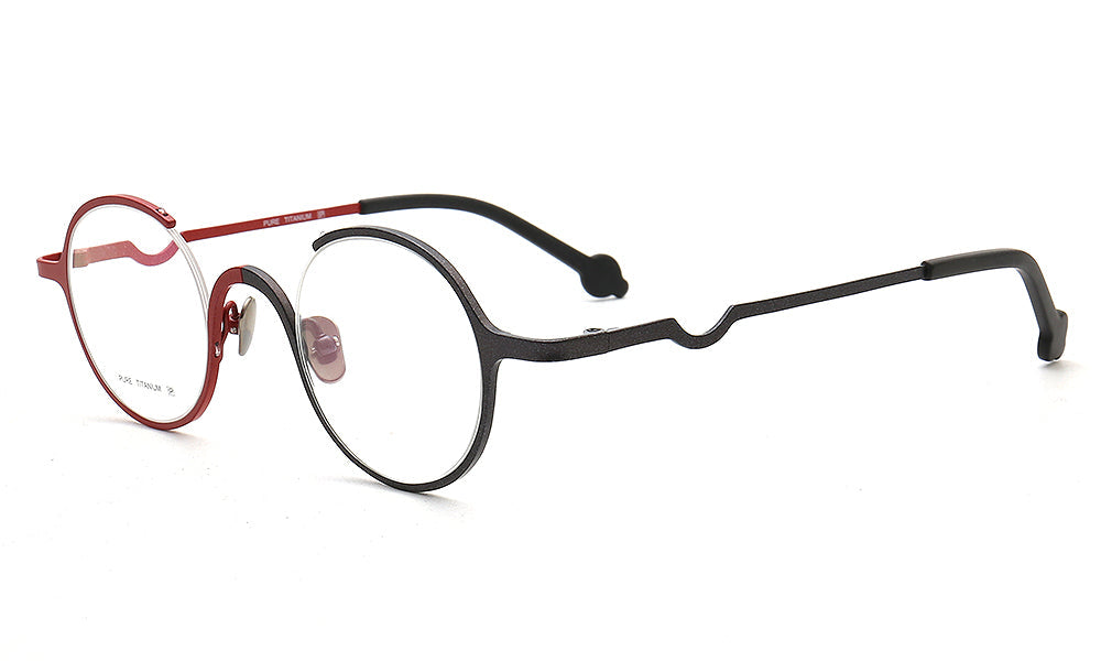 Heather | Round Women Eyeglasses Frames Titanium | Trendy Mens Half Rim Glasses Frames