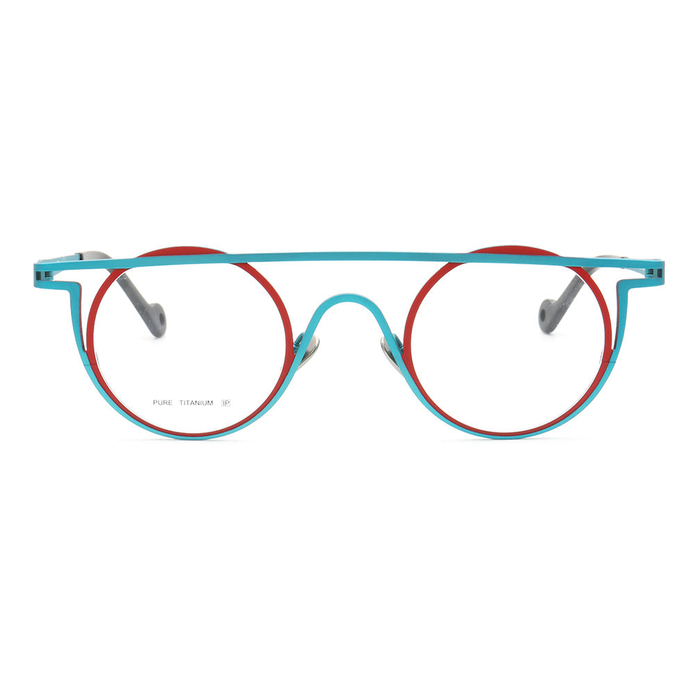 Quinn | Round Flat Top Pure Titanium Eyewear Frames | Funky Geometric Glasses For Men & Women