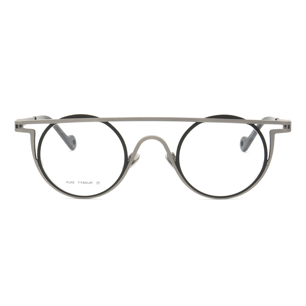 Quinn | Round Flat Top Pure Titanium Eyewear Frames | Funky Geometric Glasses For Men & Women