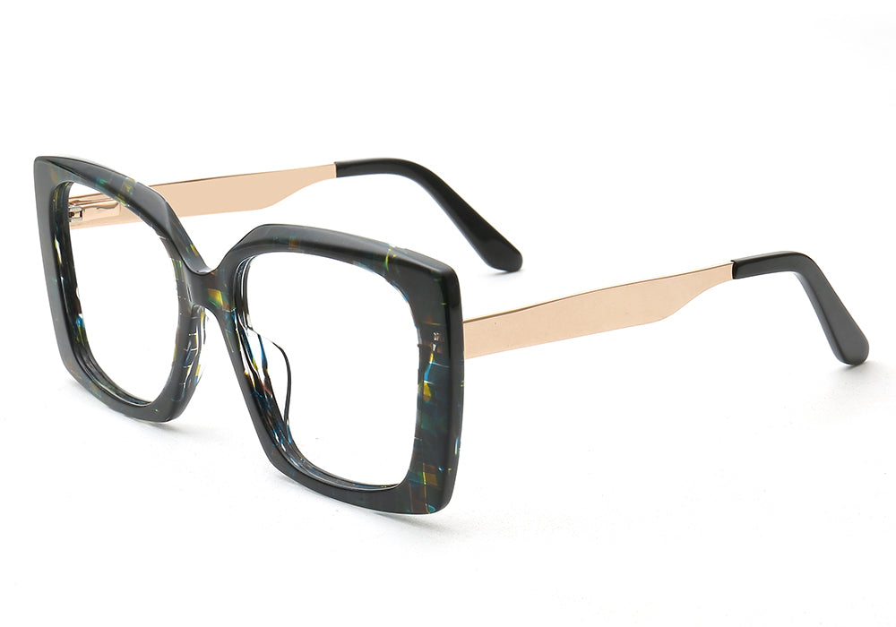April | Retro Oversized Square Glasses For Women | Colorful Full Rim Tortoise Patterned Frames