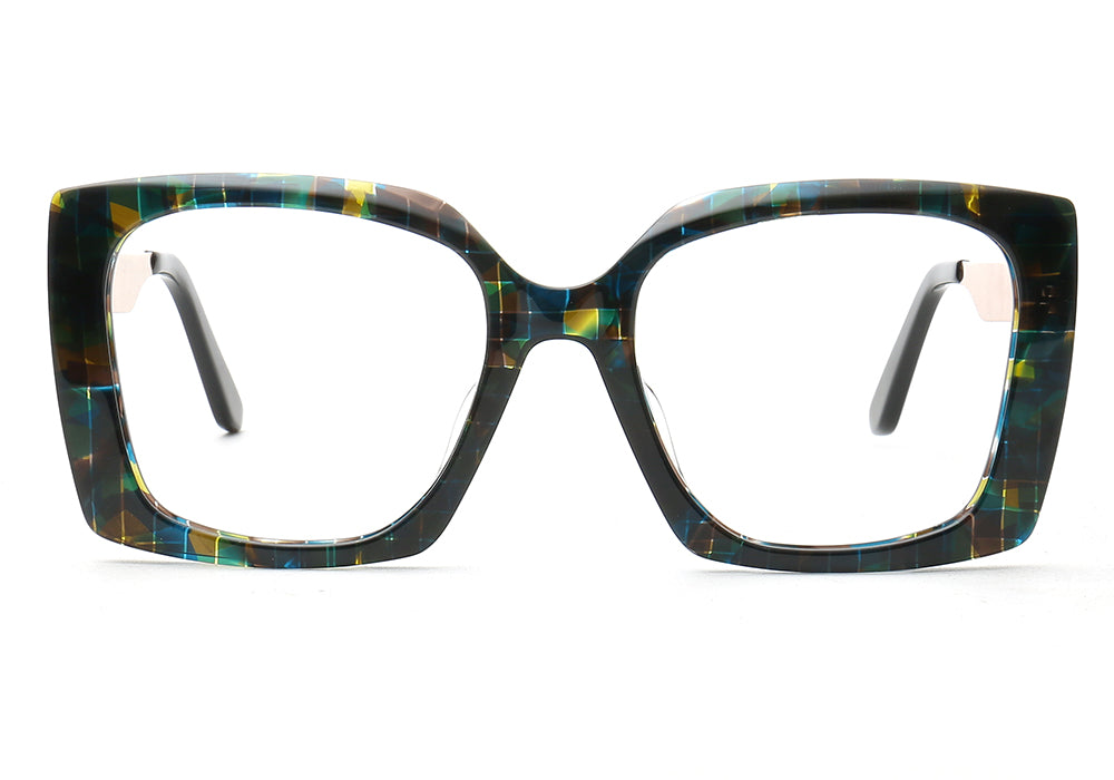 April | Retro Oversized Square Glasses For Women | Colorful Full Rim Tortoise Patterned Frames