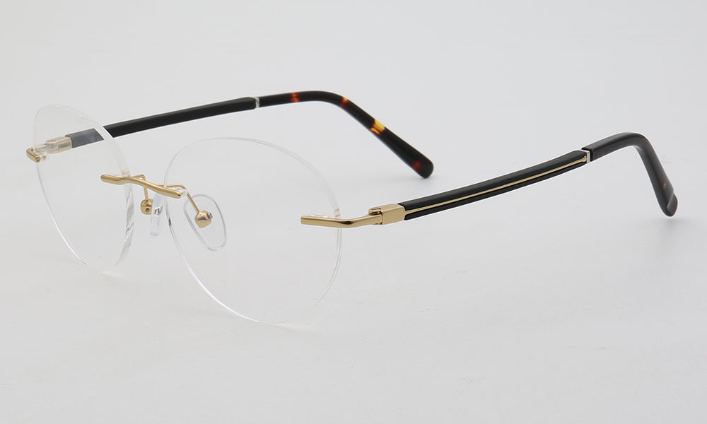 Branson | Round Rimless Metal Eyeglass Frames | Modern Business Design For Men & Women