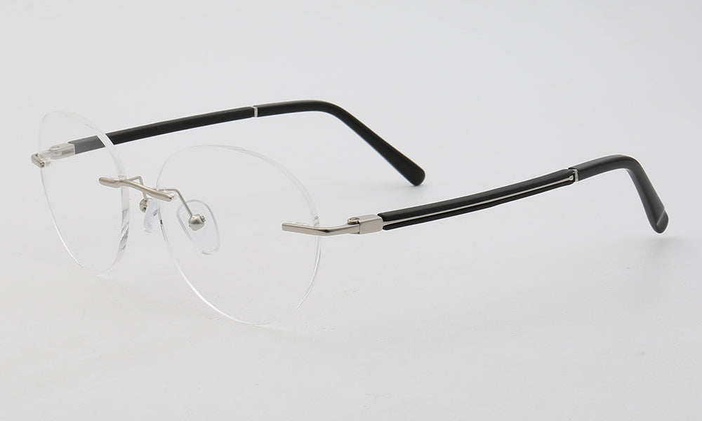 Branson | Round Rimless Metal Eyeglass Frames | Modern Business Design For Men & Women