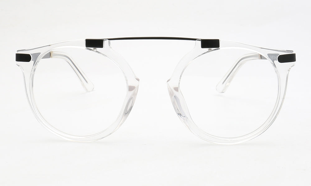 Generation | Retro Round Acetate Eyeglasses | Transparent Flat Top Glasses For Men & Women