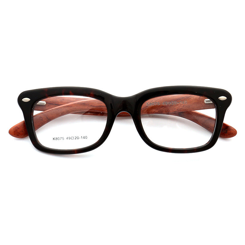 Walker | Full Rim Square Wooden Eyeglasses | Modern Acetate Frame w/ Wood Temples