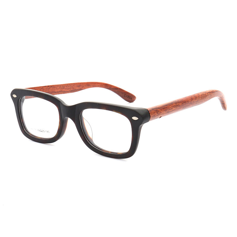 Walker | Full Rim Square Wooden Eyeglasses | Modern Acetate Frame w/ Wood Temples