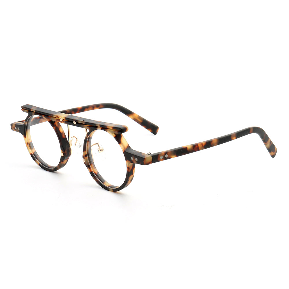 Hester | Retro Flat Top Vintage Glasses Frames Men | Round Nerd Stylish Women Eyeglasses Frames