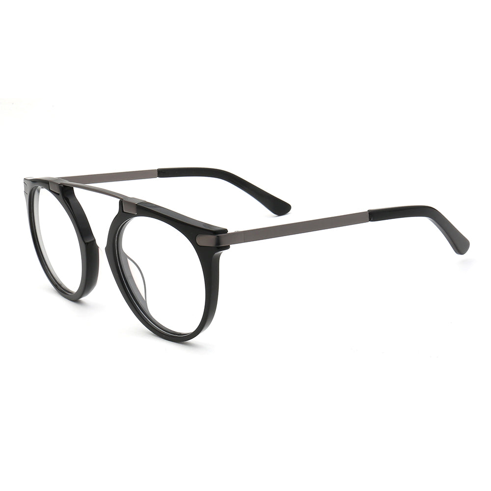 Generation | Retro Round Acetate Eyeglasses | Transparent Flat Top Glasses For Men & Women