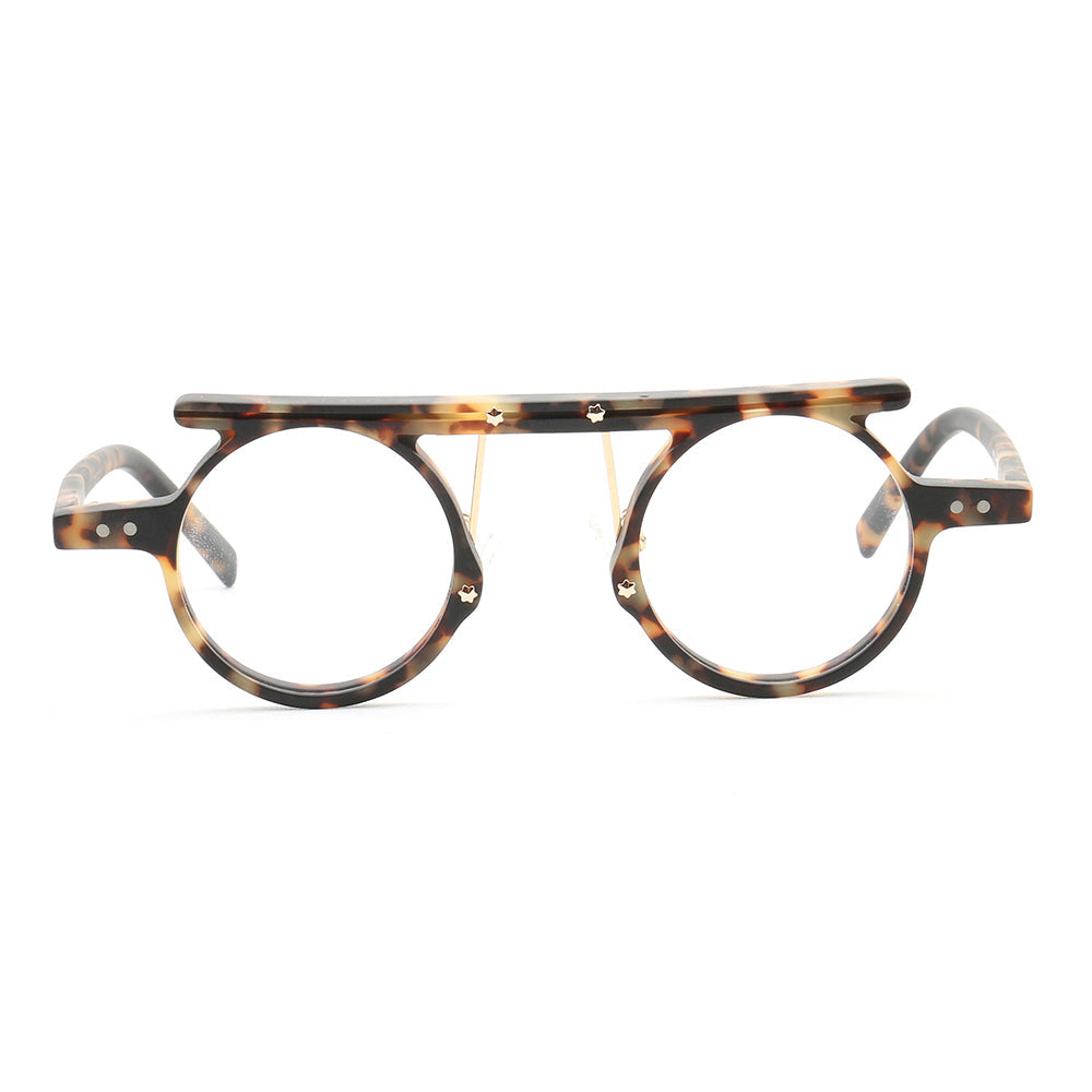 Hester | Retro Flat Top Vintage Glasses Frames Men | Round Nerd Stylish Women Eyeglasses Frames